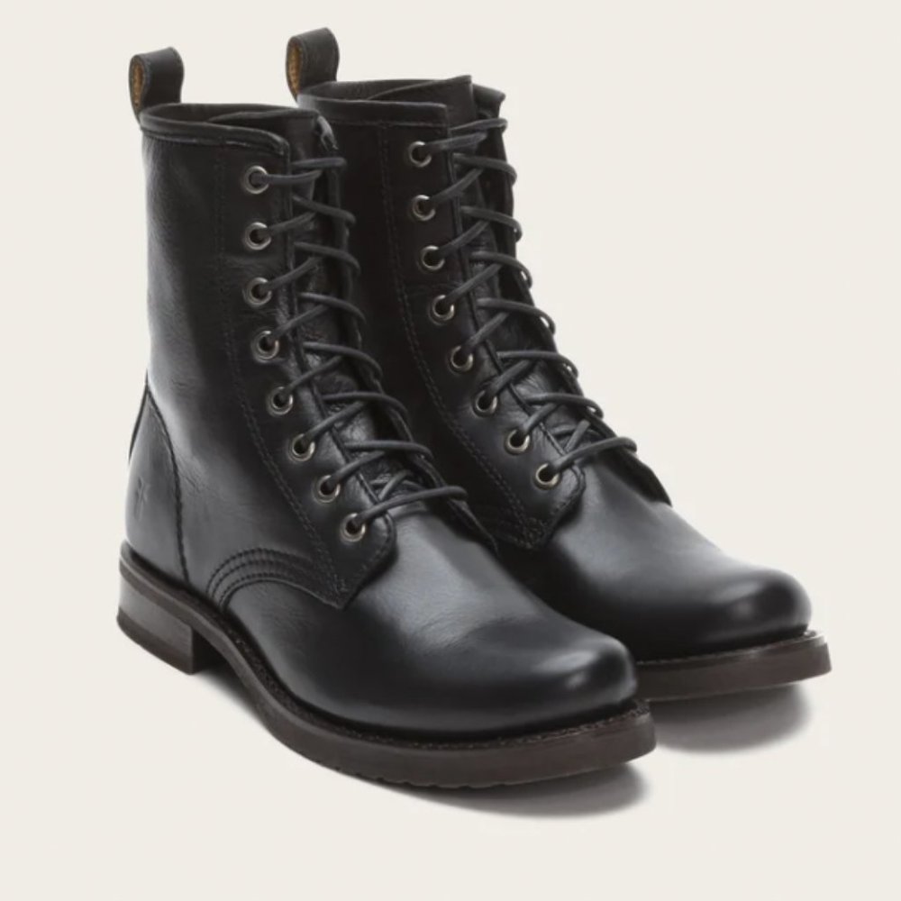 Frye Veronica Combat Boots, black, sz 9.5